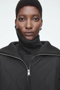 COS RIBBED-COLLAR QUILTED COAT-Women Coats & Jackets