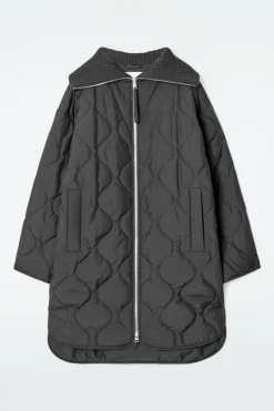 COS RIBBED-COLLAR QUILTED COAT-Women Coats & Jackets