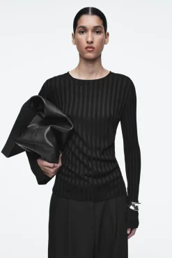 COS RIB-KNIT LONG-SLEEVED TOP-Women Tops | Sweaters & Cardigans