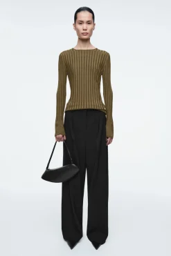 COS RIB-KNIT LONG-SLEEVED TOP-Women Tops | Sweaters & Cardigans