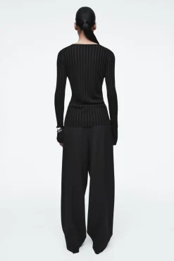 COS RIB-KNIT LONG-SLEEVED TOP-Women Tops | Sweaters & Cardigans