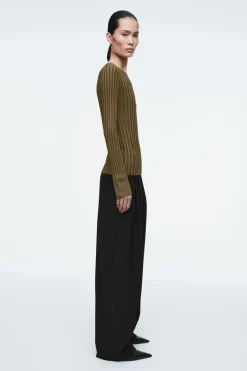 COS RIB-KNIT LONG-SLEEVED TOP-Women Tops | Sweaters & Cardigans