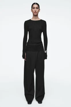 COS RIB-KNIT LONG-SLEEVED TOP-Women Tops | Sweaters & Cardigans