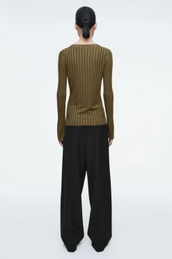 COS RIB-KNIT LONG-SLEEVED TOP-Women Tops | Sweaters & Cardigans