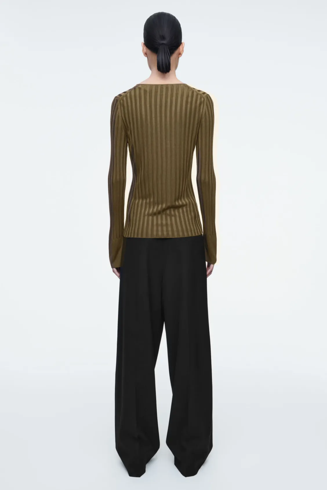 COS RIB-KNIT LONG-SLEEVED TOP-Women Tops | Sweaters & Cardigans