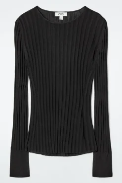 COS RIB-KNIT LONG-SLEEVED TOP-Women Tops | Sweaters & Cardigans