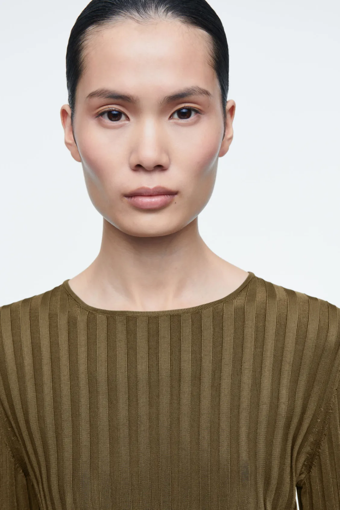 COS RIB-KNIT LONG-SLEEVED TOP-Women Tops | Sweaters & Cardigans