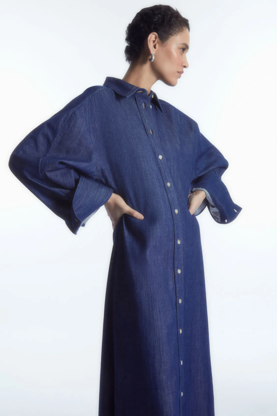 COS ROUNDED DENIM SHIRT DRESS-Women Dresses & Jumpsuits