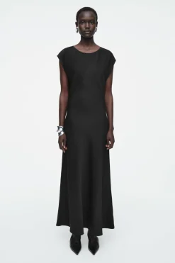 COS RUCHED BIAS-CUT SATIN DRESS-Women Dresses & Jumpsuits