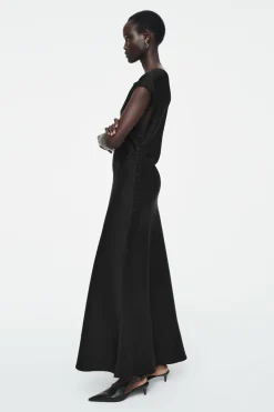 COS RUCHED BIAS-CUT SATIN DRESS-Women Dresses & Jumpsuits