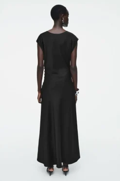 COS RUCHED BIAS-CUT SATIN DRESS-Women Dresses & Jumpsuits