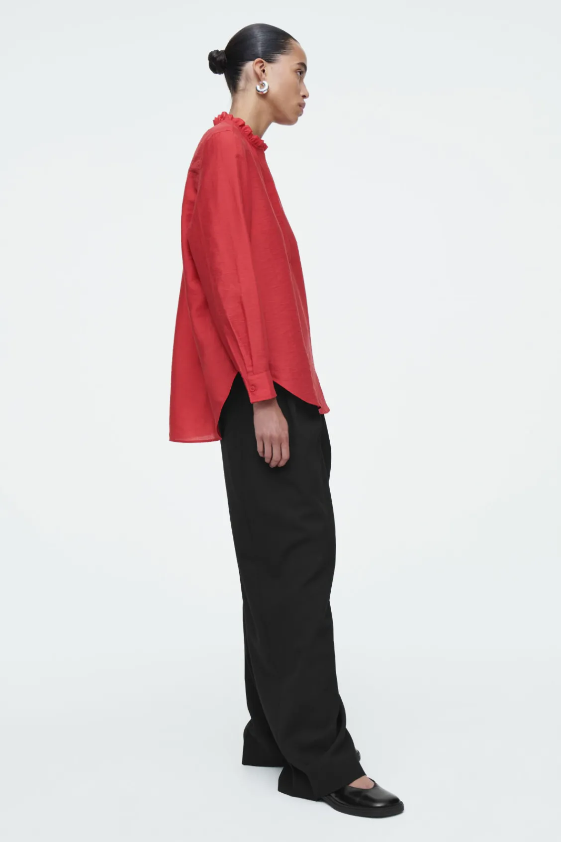 COS RUFFLE-COLLAR POPLIN BLOUSE-Women Shirts & Blouses | Tops