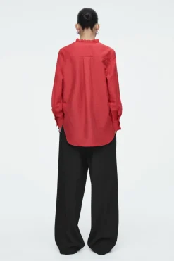COS RUFFLE-COLLAR POPLIN BLOUSE-Women Shirts & Blouses | Tops