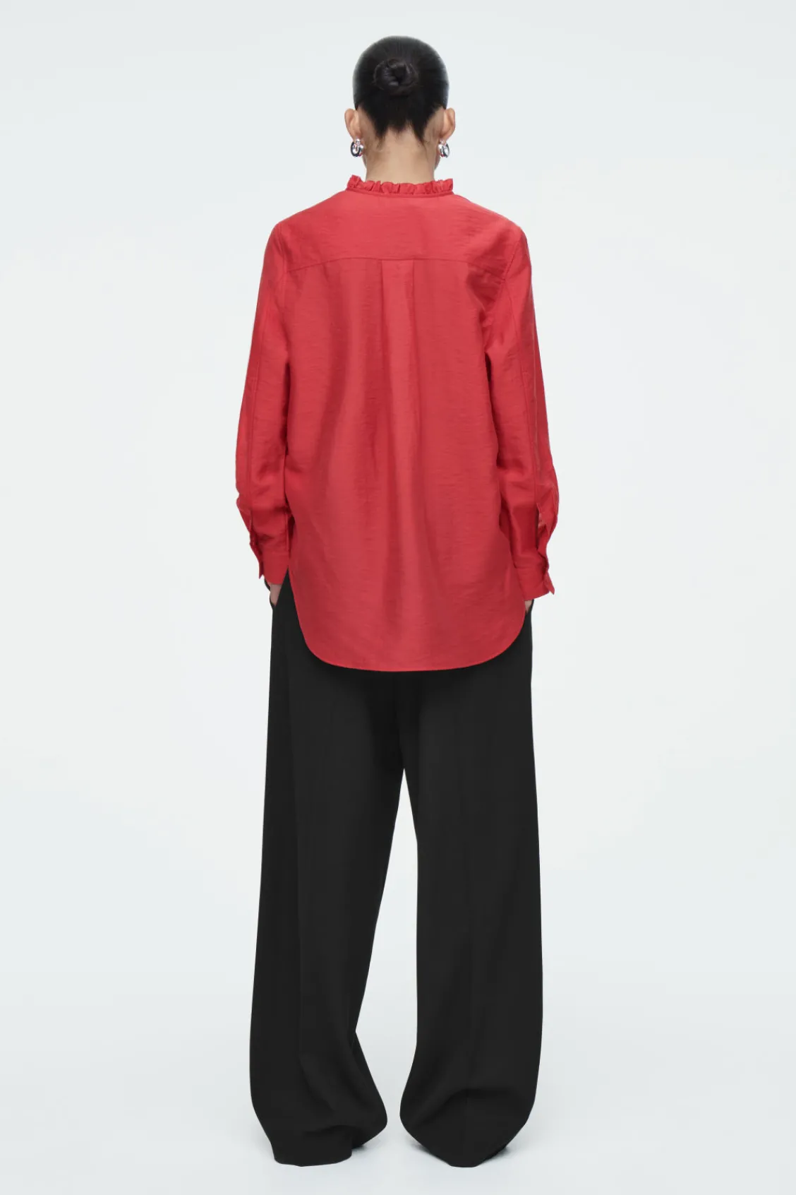 COS RUFFLE-COLLAR POPLIN BLOUSE-Women Shirts & Blouses | Tops