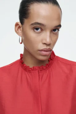 COS RUFFLE-COLLAR POPLIN BLOUSE-Women Shirts & Blouses | Tops