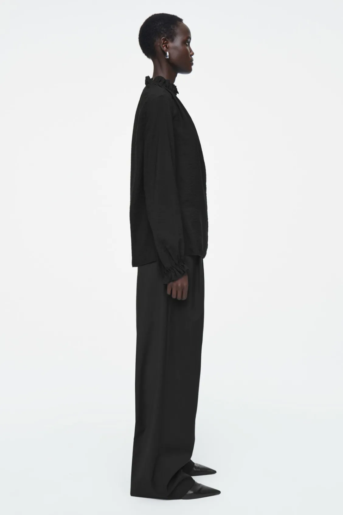 COS RUFFLED HIGH-NECK BLOUSE-Women Shirts & Blouses | Tops