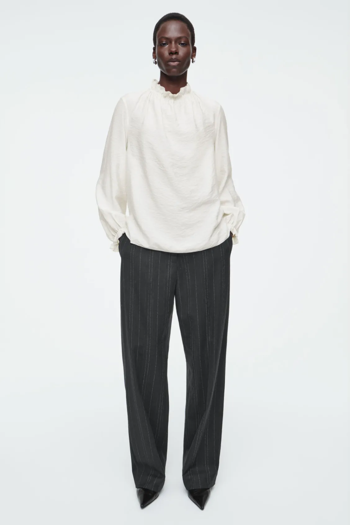 COS RUFFLED HIGH-NECK BLOUSE-Women Shirts & Blouses | Tops