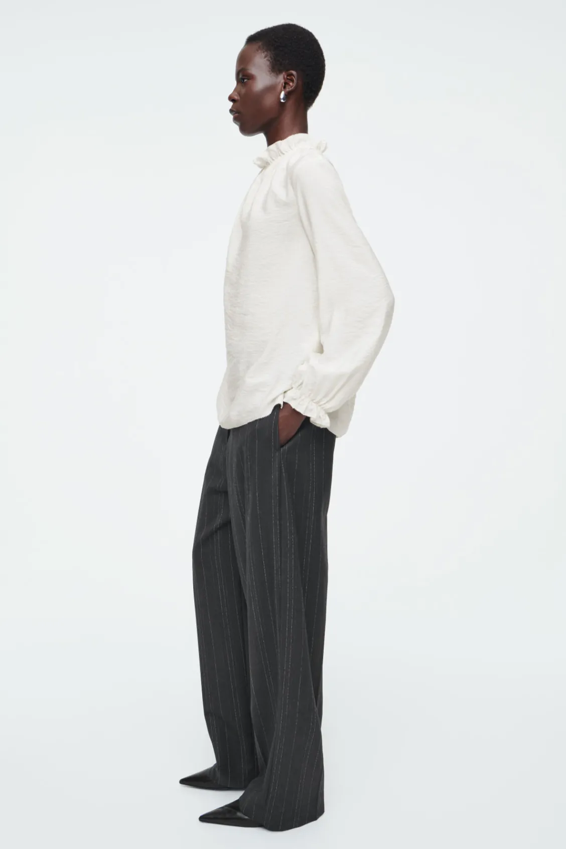 COS RUFFLED HIGH-NECK BLOUSE-Women Shirts & Blouses | Tops