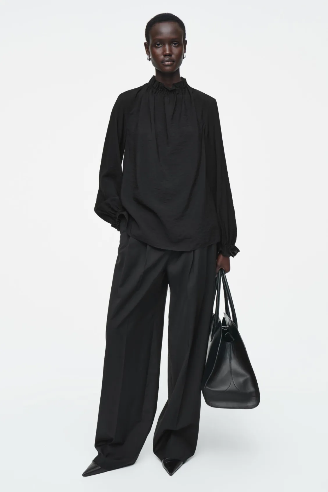 COS RUFFLED HIGH-NECK BLOUSE-Women Shirts & Blouses | Tops