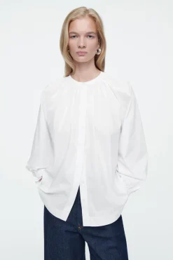 COS RUFFLED-CUFF GATHERED BLOUSE-Women Shirts & Blouses | Tops