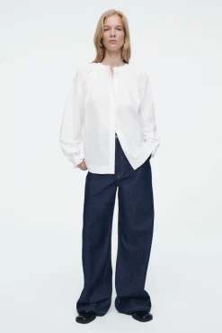 COS RUFFLED-CUFF GATHERED BLOUSE-Women Shirts & Blouses | Tops