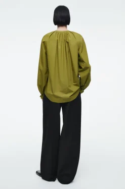 COS RUFFLED-CUFF GATHERED BLOUSE-Women Shirts & Blouses | Tops
