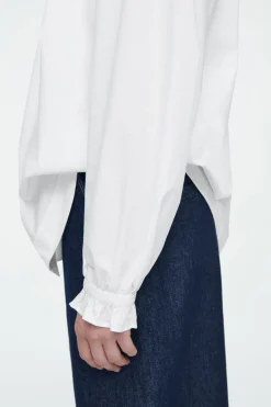 COS RUFFLED-CUFF GATHERED BLOUSE-Women Shirts & Blouses | Tops