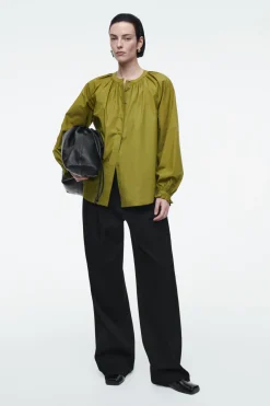 COS RUFFLED-CUFF GATHERED BLOUSE-Women Shirts & Blouses | Tops