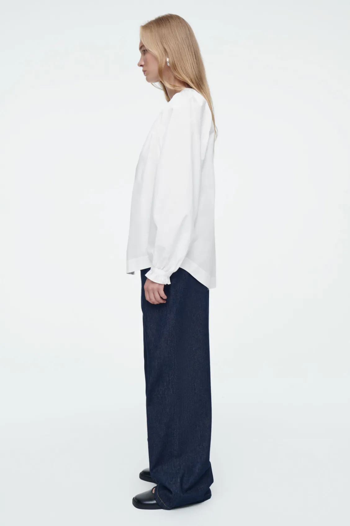 COS RUFFLED-CUFF GATHERED BLOUSE-Women Shirts & Blouses | Tops