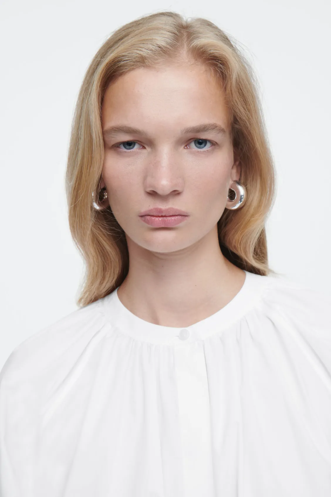COS RUFFLED-CUFF GATHERED BLOUSE-Women Shirts & Blouses | Tops