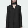 COS SCARF-DETAIL WOOL BLAZER-Women Coats & Jackets
