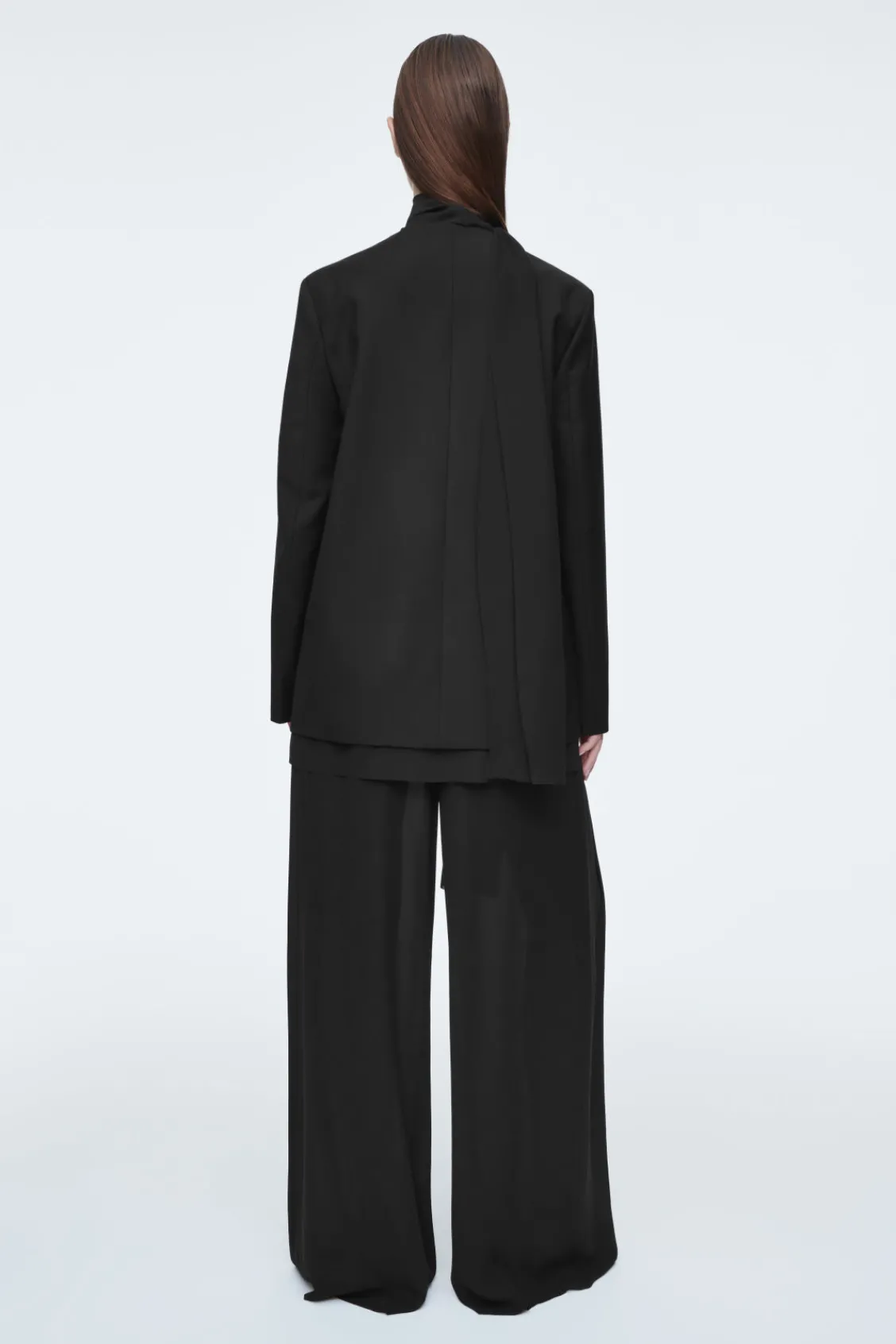 COS SCARF-DETAIL WOOL BLAZER-Women Coats & Jackets