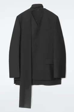 COS SCARF-DETAIL WOOL BLAZER-Women Coats & Jackets