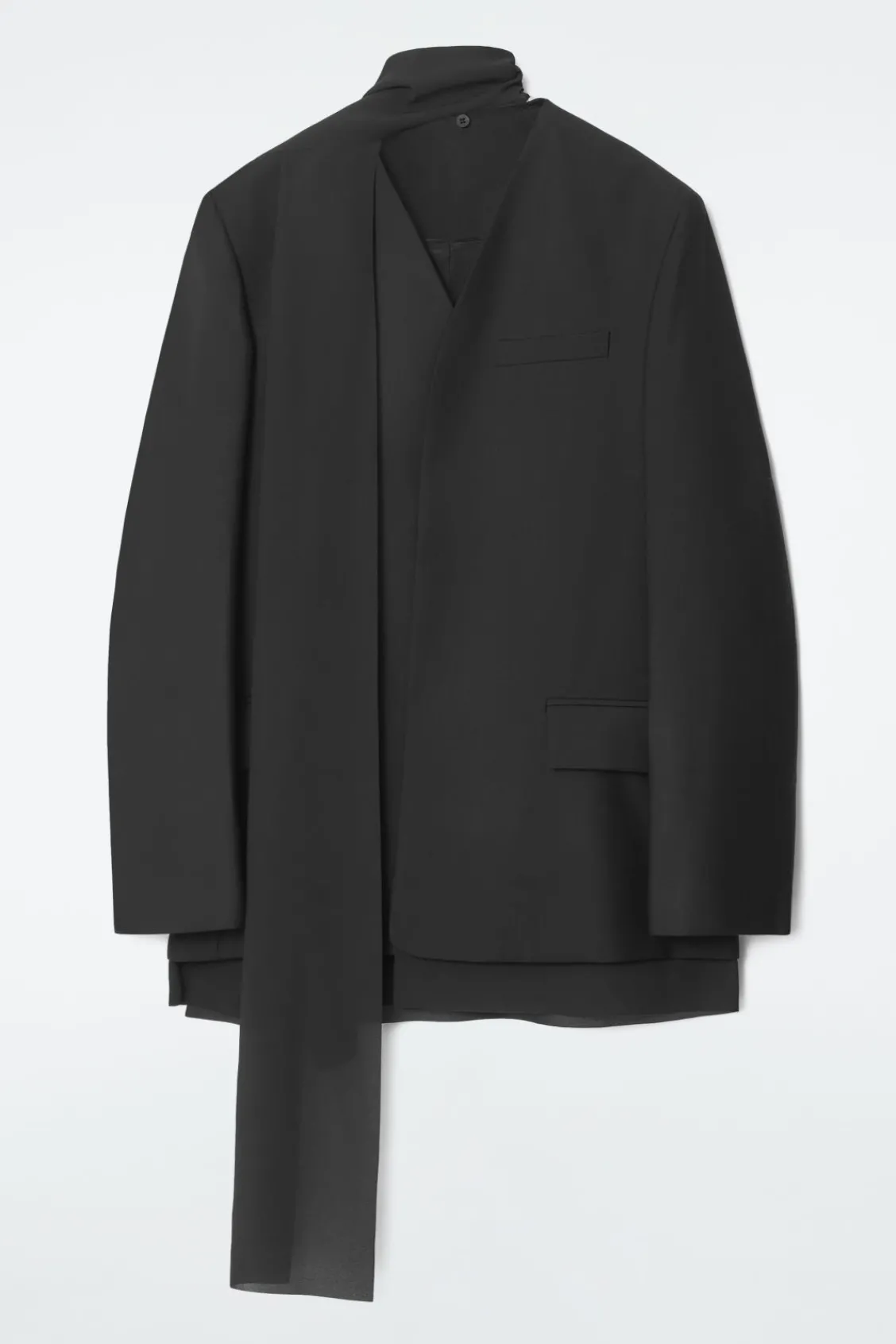 COS SCARF-DETAIL WOOL BLAZER-Women Coats & Jackets