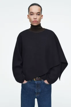 COS SCARF-DETAIL WOOL CAPE-Women Capes & Hybrids | Coats & Jackets