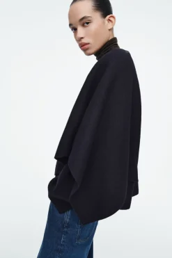 COS SCARF-DETAIL WOOL CAPE-Women Capes & Hybrids | Coats & Jackets