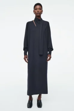 COS SCARF-DETAIL WOOL MAXI DRESS-Women Dresses & Jumpsuits | Sweaters & Cardigans