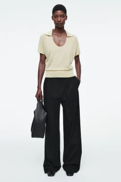 COS SCOOP-NECK KNITTED POLO SHIRT-Women Shirts & Blouses | Tops