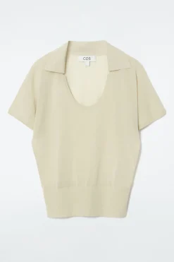 COS SCOOP-NECK KNITTED POLO SHIRT-Women Shirts & Blouses | Tops