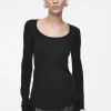 COS SCOOP-NECK MERINO WOOL LONG-SLEEVED TOP-Women Tops | Sweaters & Cardigans