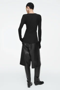 COS SCOOP-NECK MERINO WOOL LONG-SLEEVED TOP-Women Tops | Sweaters & Cardigans