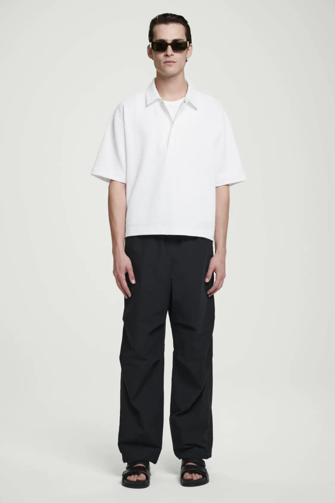 COS SEERSUCKER HALF-ZIP POLO SHIRT- Polo Shirts