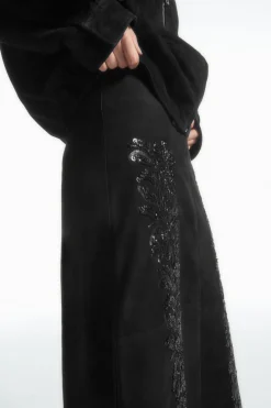 COS SEQUINED SUEDE MIDI SKIRT-Women Skirts