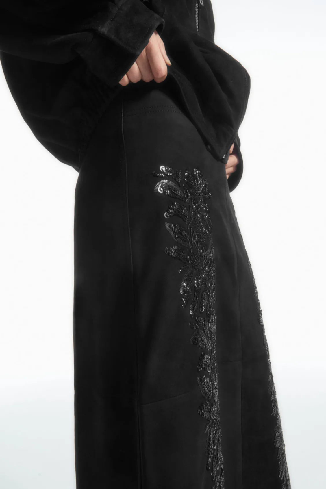 COS SEQUINED SUEDE MIDI SKIRT-Women Skirts