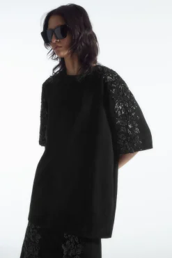 COS SEQUINED SUEDE T-SHIRT-Women T-Shirts | Tops