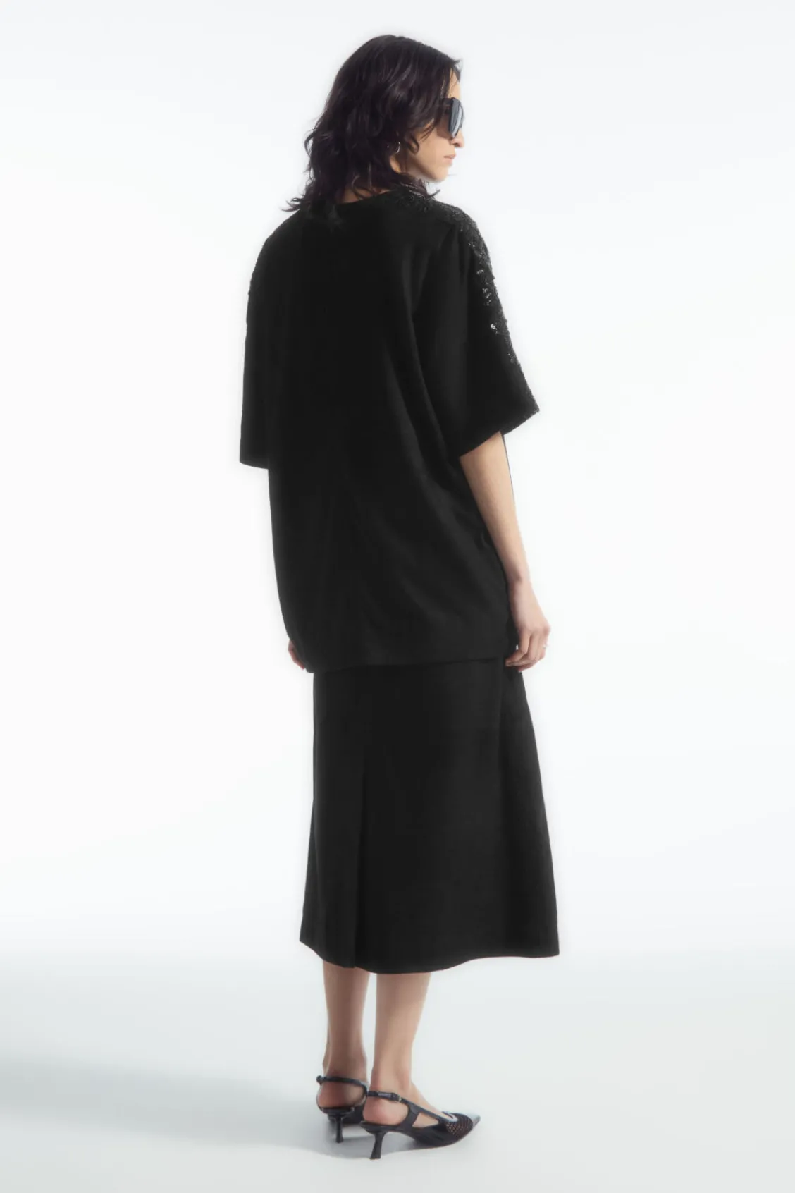 COS SEQUINED SUEDE T-SHIRT-Women T-Shirts | Tops