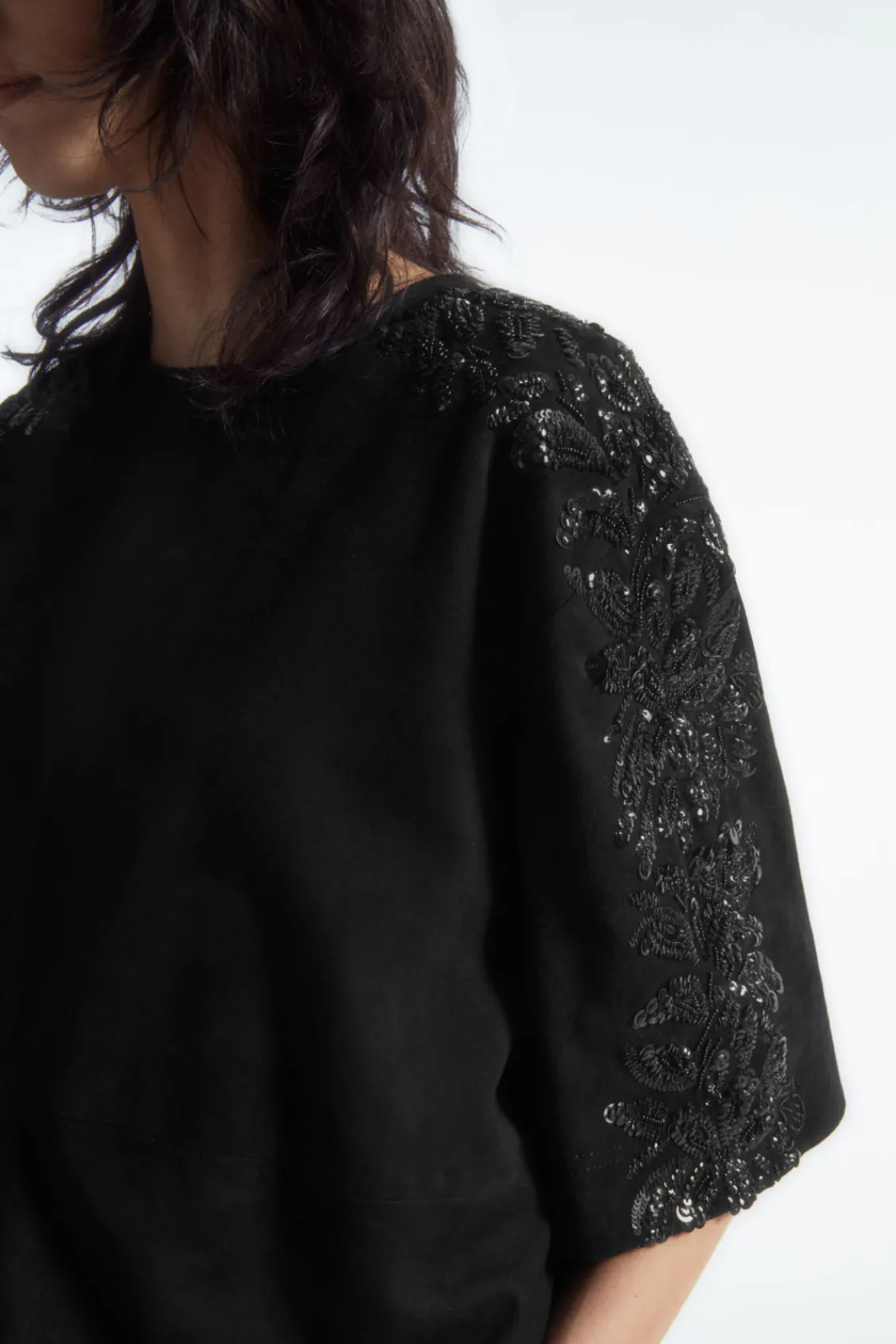 COS SEQUINED SUEDE T-SHIRT-Women T-Shirts | Tops