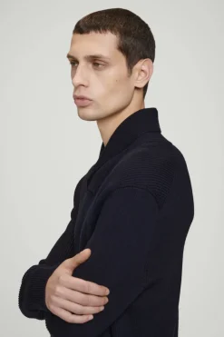 COS SHAWL-COLLAR RIBBED MERINO WOOL JUMPER- Sweaters & Cardigans