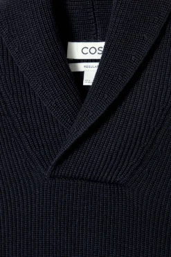 COS SHAWL-COLLAR RIBBED MERINO WOOL JUMPER- Sweaters & Cardigans