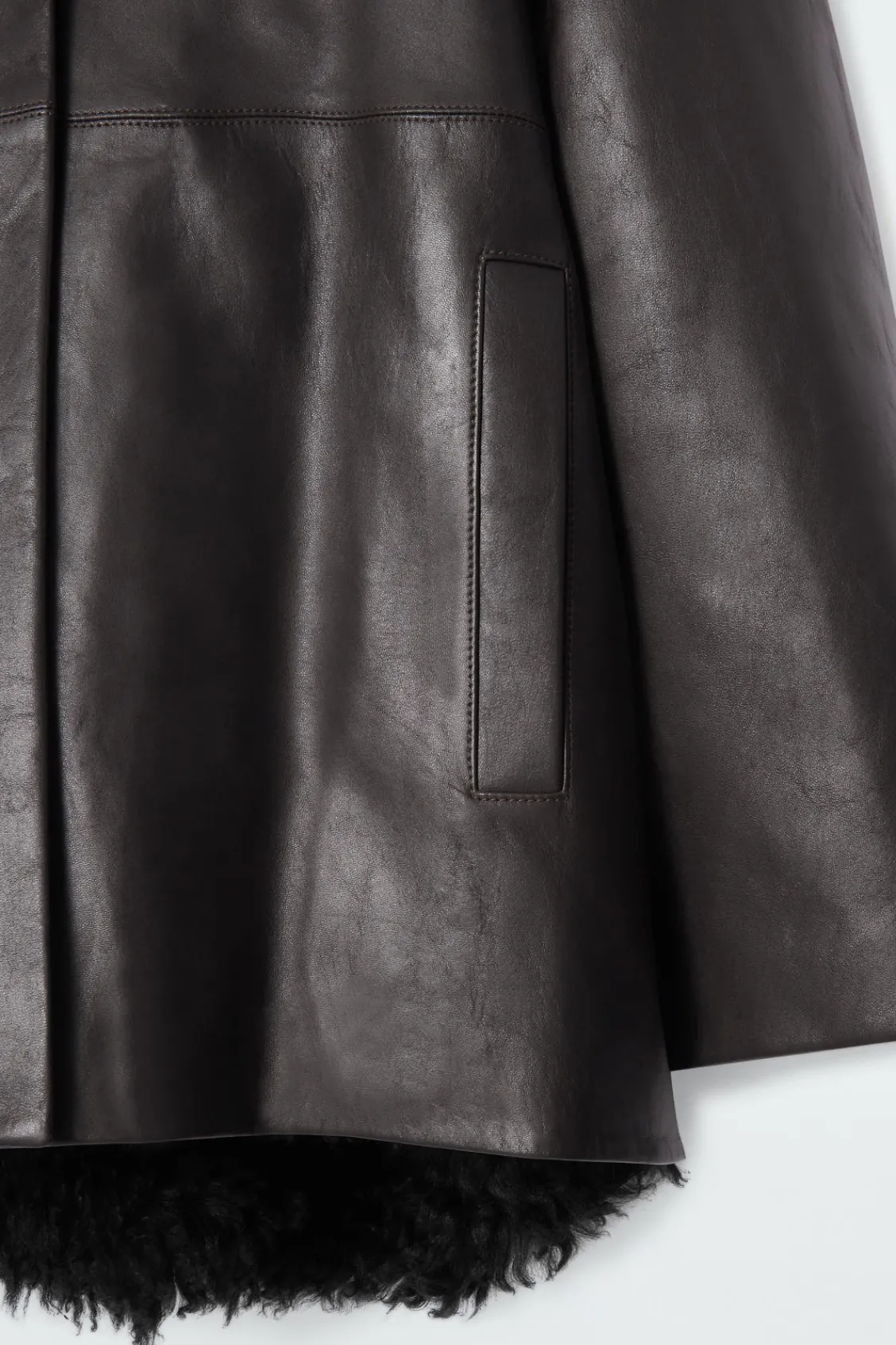 COS SHEARLING-LINED NAPPA HOODED JACKET-Women Coats & Jackets